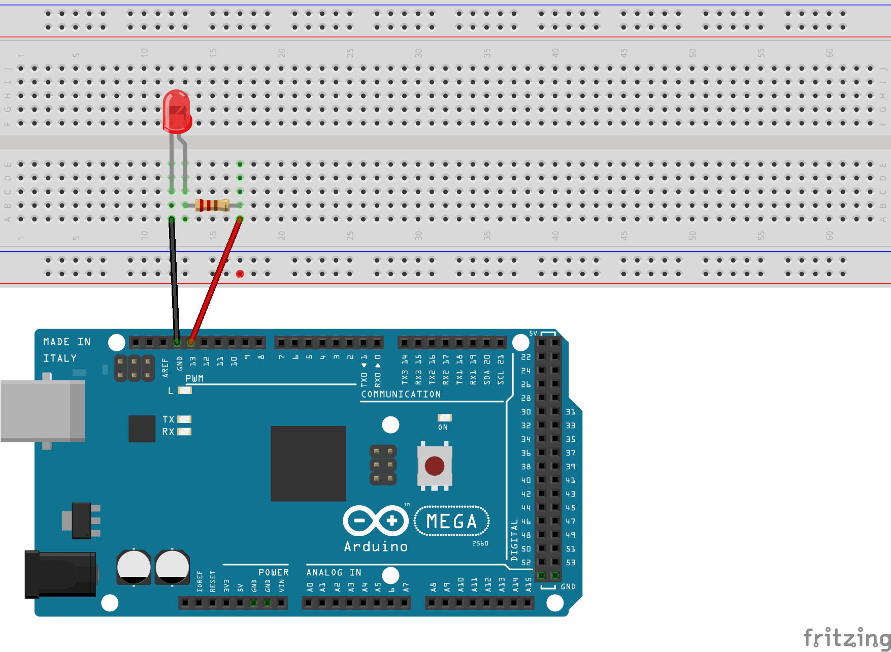 Simple Led Circuit With Arduino Mega R3 - Science Math Discovery